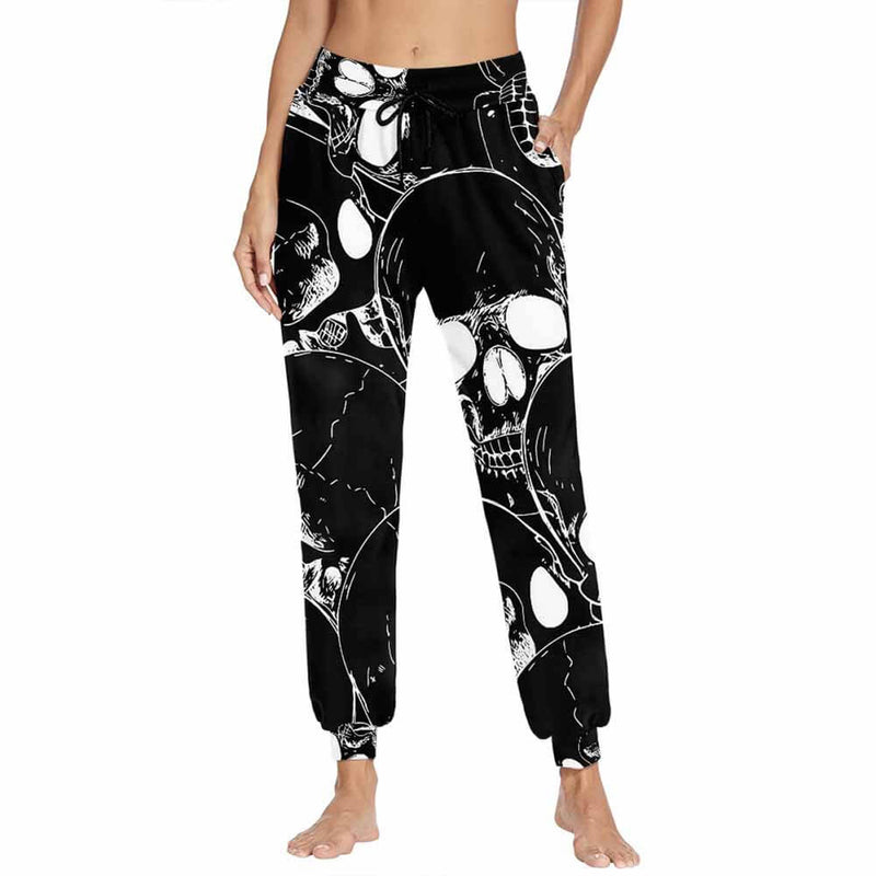 Skull Print Elastic Casual Pants | Gthic.com