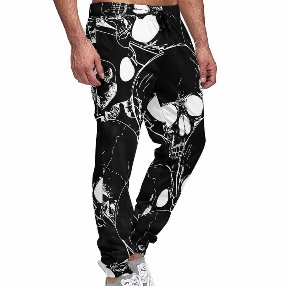 Skull Print Elastic Casual Pants | Gthic.com