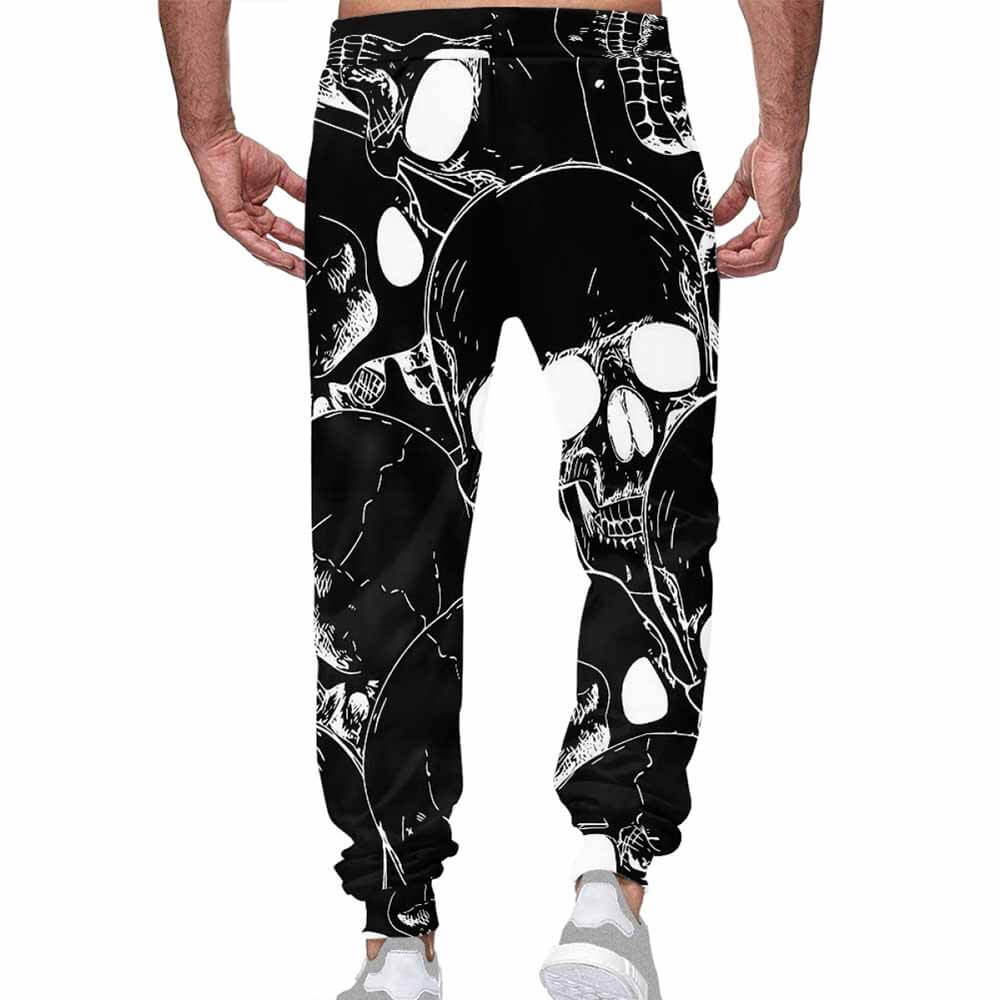 Skull Print Elastic Casual Pants | Gthic.com