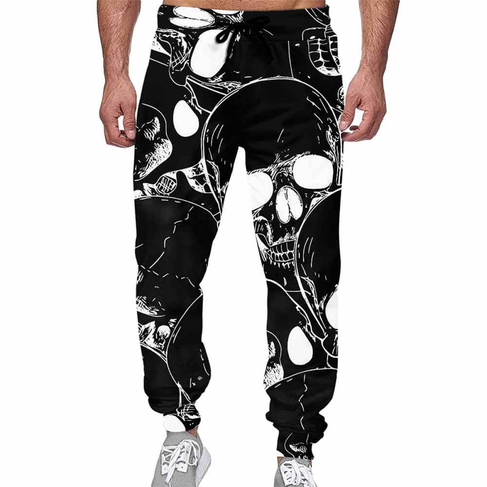 Skull Print Elastic Casual Pants | Gthic.com