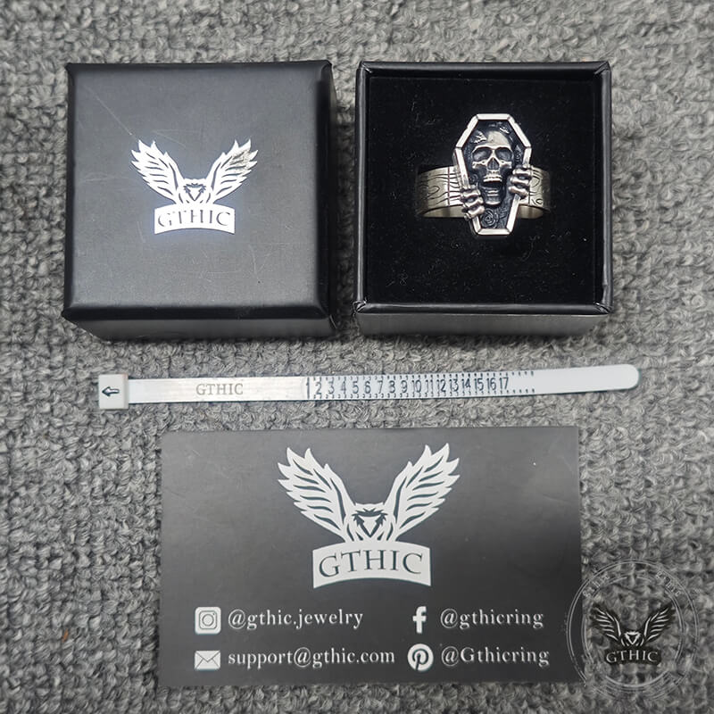 Attraente Argento Sterling 925 Anello Teschio - Misura X - Motociclista - Foto 9