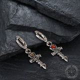 Skull Rose Cross Sterling Silver Earrings | Gthic.com
