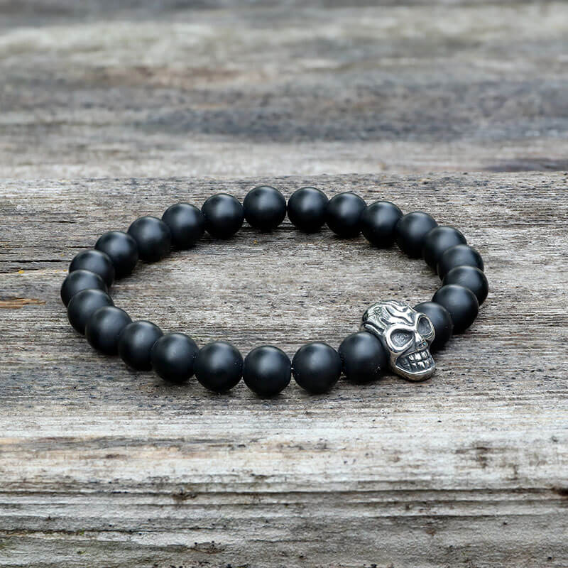 Skull Stainless Steel Beads Bracelet | Gthic.com
