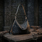 Skull Studs Large-Capacity Shoulder PU Leather Handbag | Gthic.com