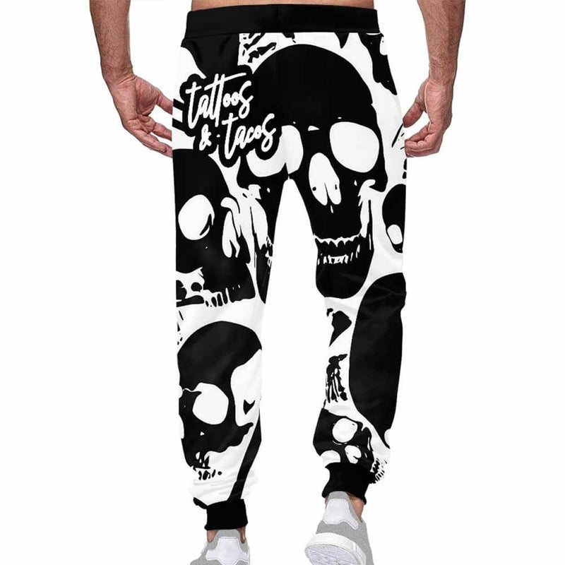 Skull Tattoos And Tacos Elastic Casual Pants