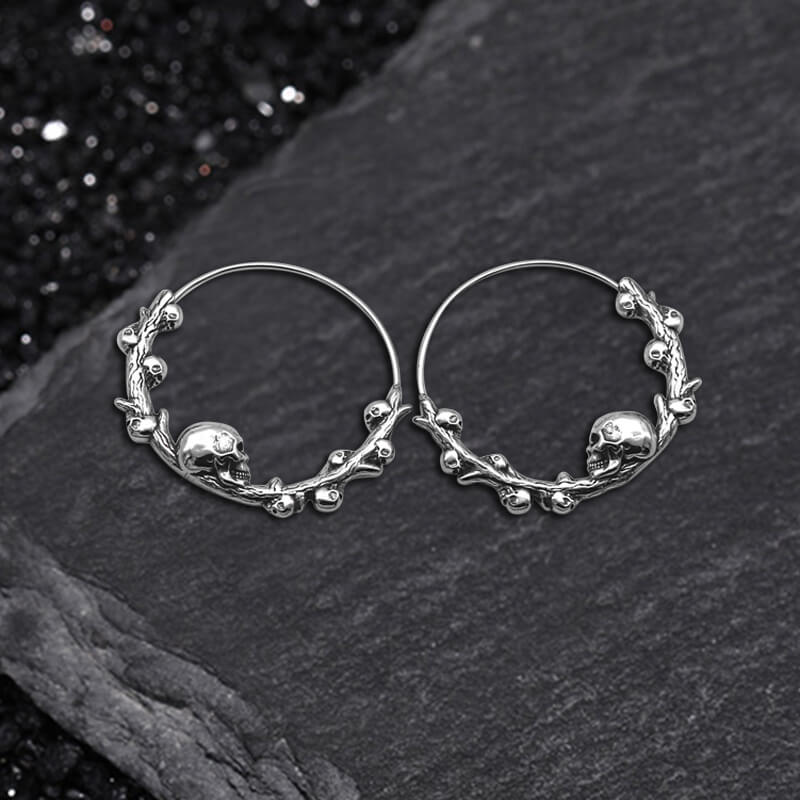 Skull Thorns Stainless Steel Earrings | Gthic.com