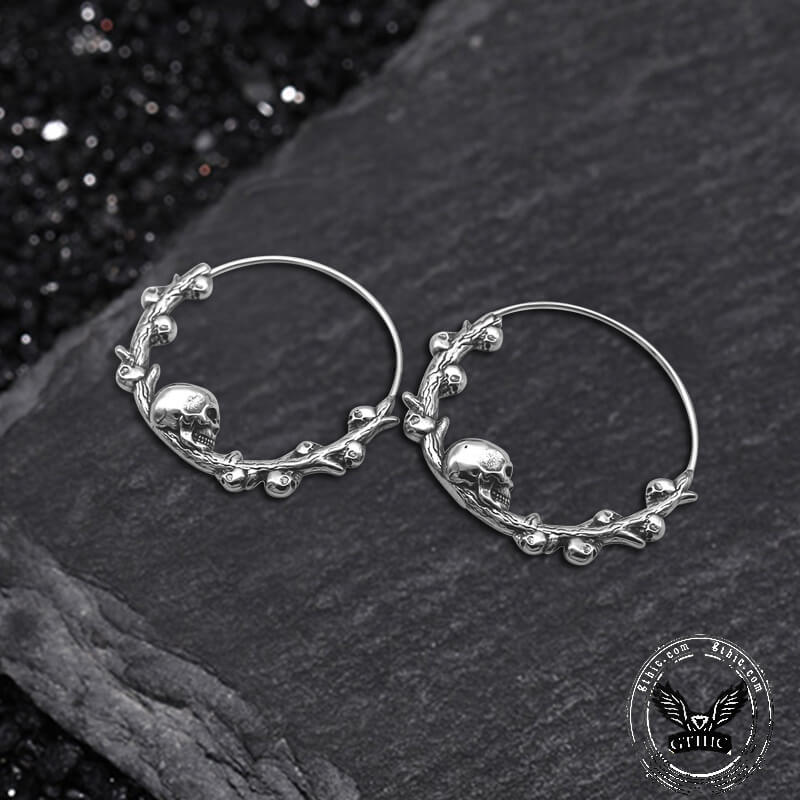 Skull Thorns Stainless Steel Earrings | Gthic.com