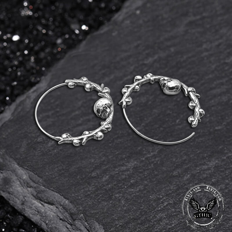 Skull Thorns Stainless Steel Earrings | Gthic.com