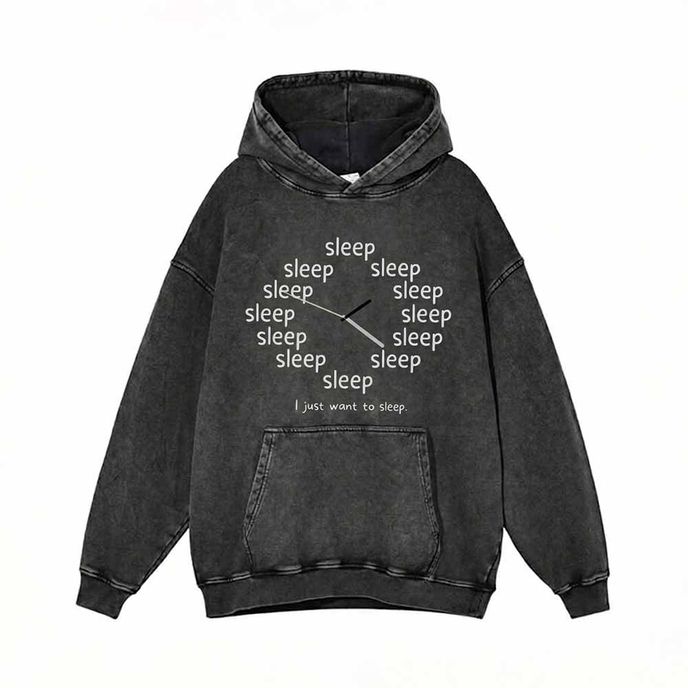 Sleep Clock Vintage Washed Cotton Hoodie | Gthic.com