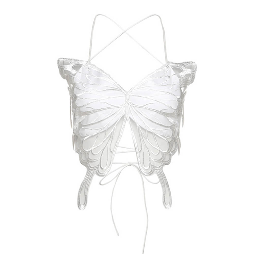 Slim Fit Sexy Lace-Up Backless Butterfly Strappy Vest | Gthic.com