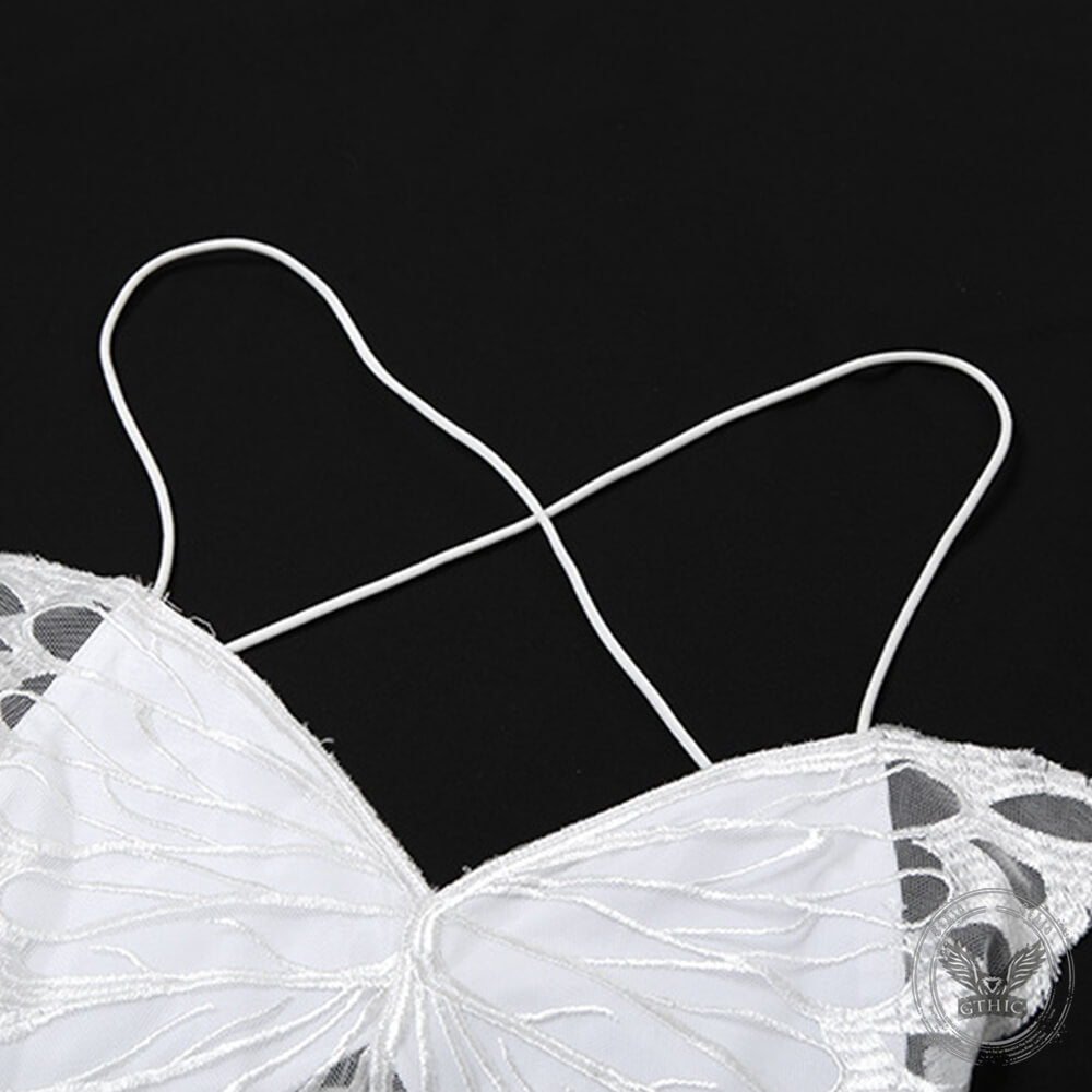 Slim Fit Sexy Lace-Up Backless Butterfly Strappy Vest | Gthic.com