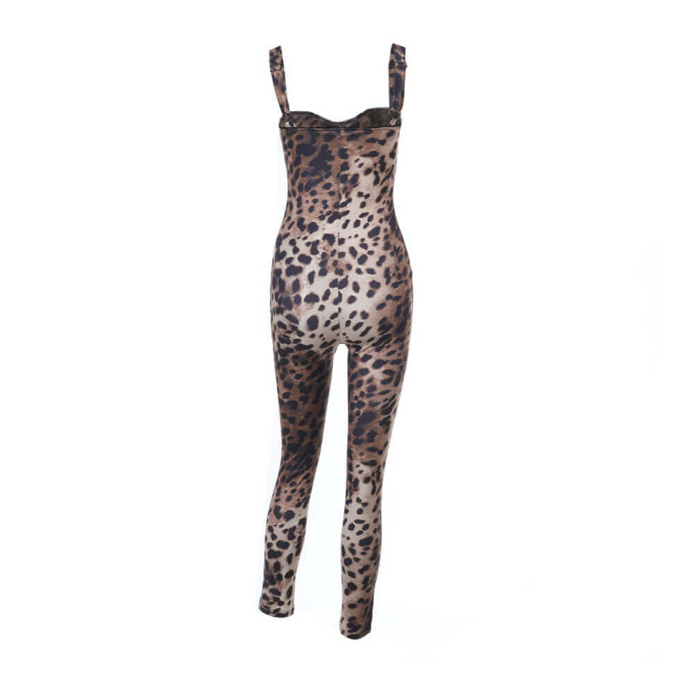 Slim Fit Sexy Leopard Print Jumpsuit | Gthic.com