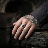 Smiley Face Crying Face Stainless Steel Spinner Ring | Gthic.com