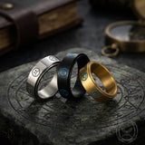 Smiley Face Crying Face Stainless Steel Spinner Ring | Gthic.com