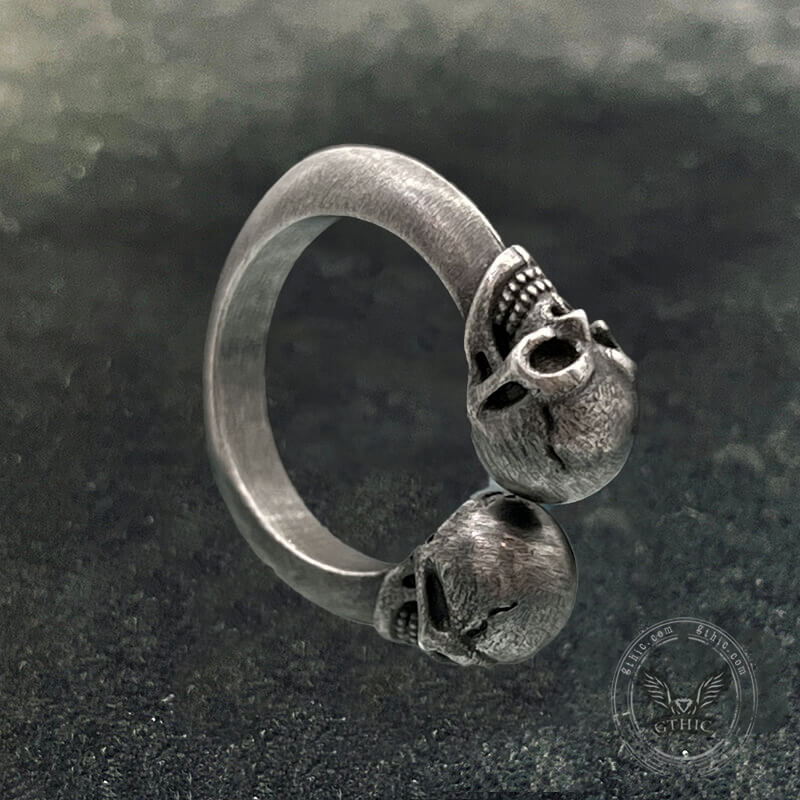 Smiling Skull Sterling Silver Open Ring | Gthic.com