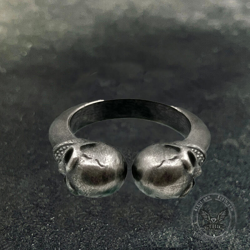Smiling Skull Sterling Silver Open Ring | Gthic.com