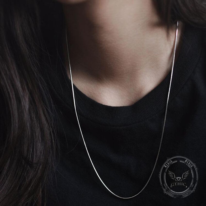Snake Bone Sterling Silver Chain Necklace | Gthic.com