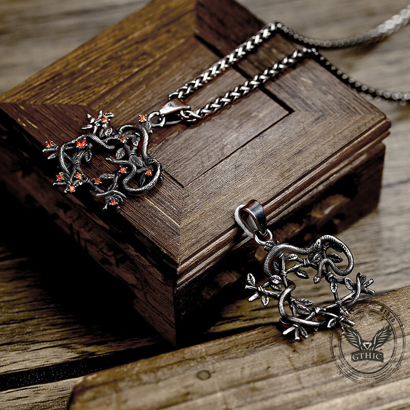 Snake Entwined Star Stainless Steel Pendant