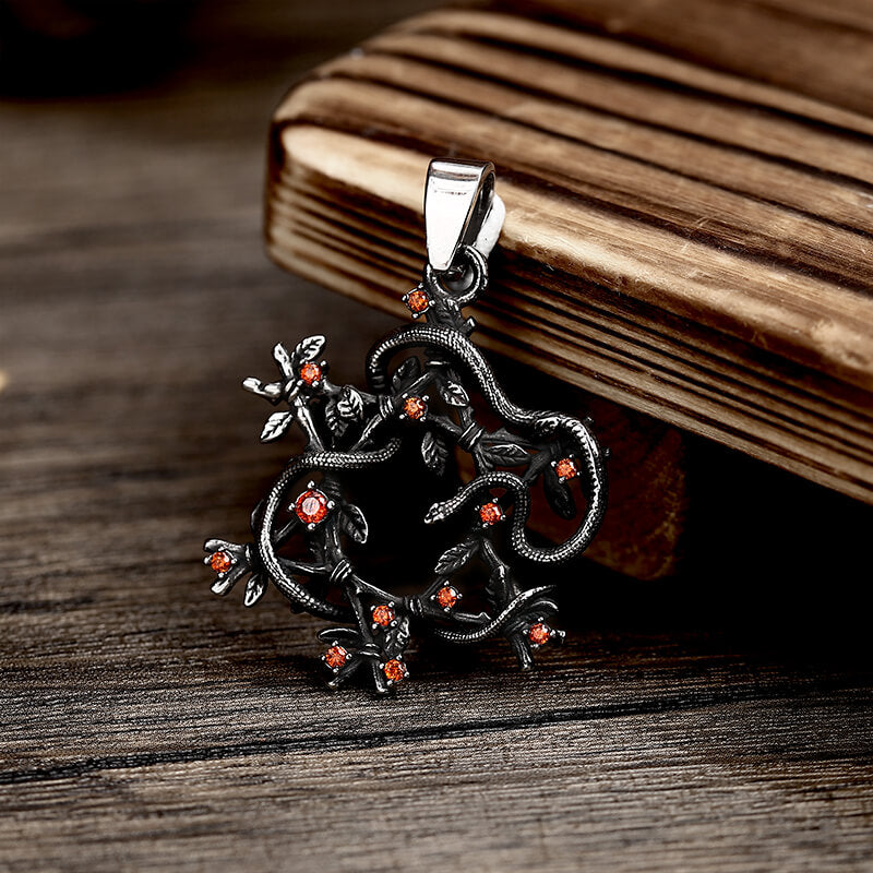 Snake Entwined Star Stainless Steel Pendant