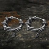 Snake Entwined Vines Stainless Steel Hoop Earrings | Gthic.com