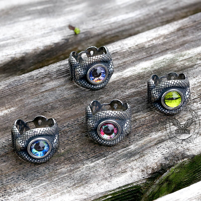 Snake Eye Stainless Steel Gemstone Ring | Gthic.com