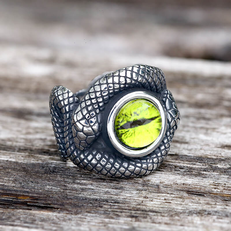 Snake Eye Stainless Steel Gemstone Ring | Gthic.com