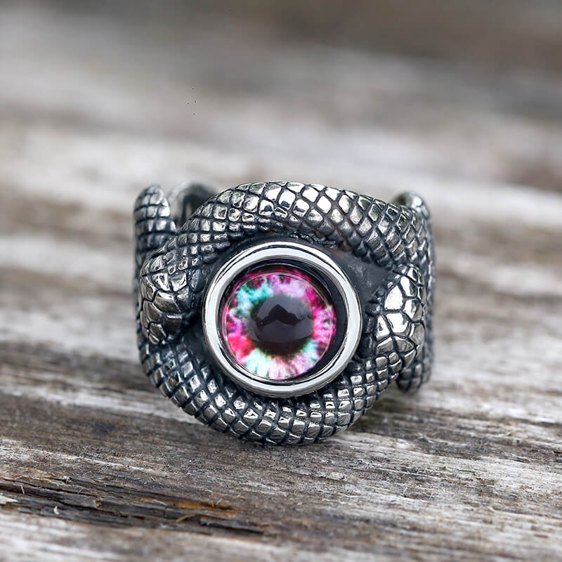Snake Eye Stainless Steel Gemstone Ring | Gthic.com