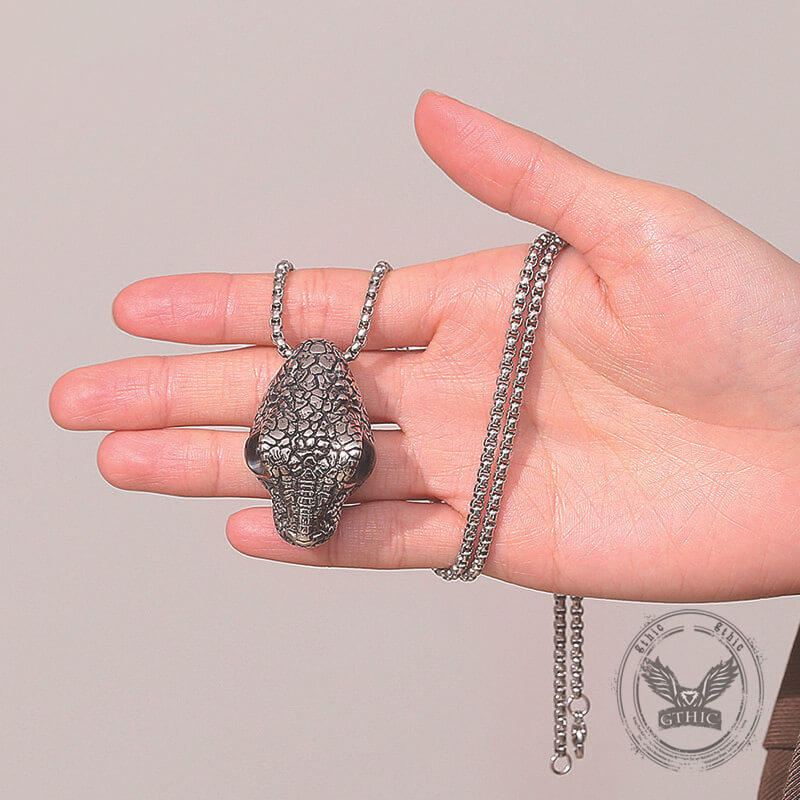 Snake Head Gem Eyes Stainless Steel Punk Pendant 03 | Gthic.com