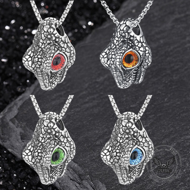 Snake Head Gem Eyes Stainless Steel Punk Pendant