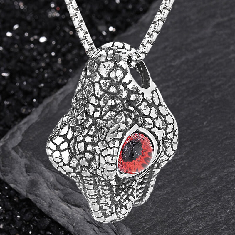 Snake Head Gem Eyes Stainless Steel Punk Pendant
