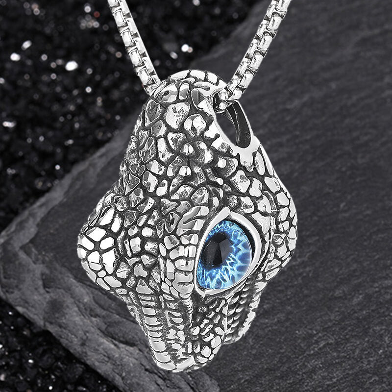 Snake Head Gem Eyes Stainless Steel Punk Pendant