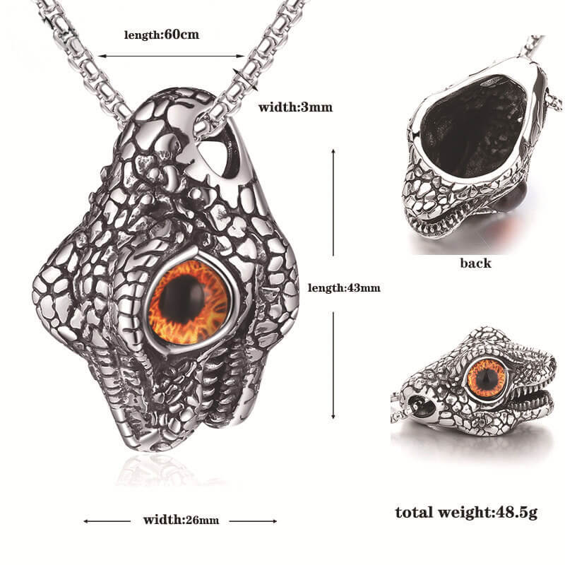 Snake Head Gem Eyes Stainless Steel Punk Pendant