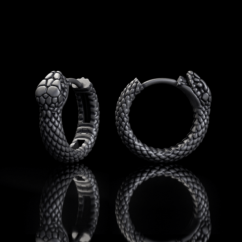 Snake Ouroboros Sterling Silver Huggie Earrings | Gthic.com