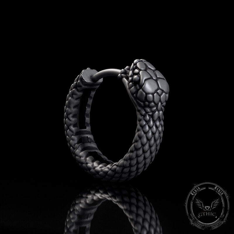 Snake Ouroboros Sterling Silver Huggie Earrings | Gthic.com