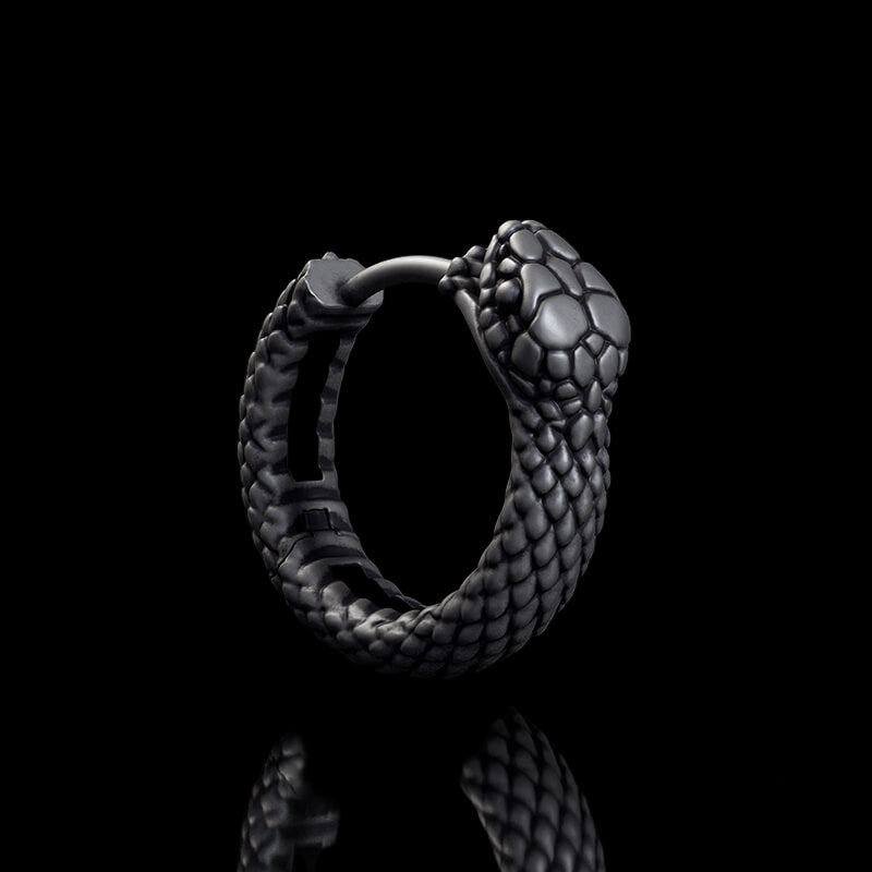 Snake Ouroboros Sterling Silver Huggie Earrings | Gthic.com