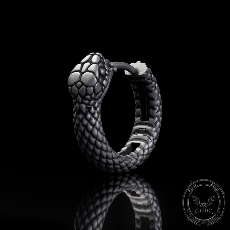 Snake Ouroboros Sterling Silver Huggie Earrings