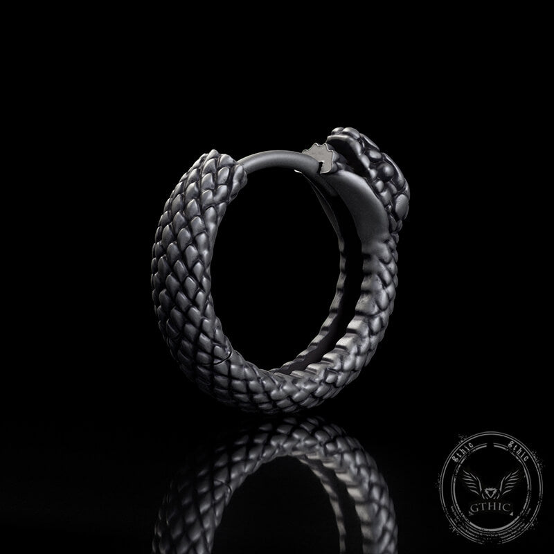 Snake Ouroboros Sterling Silver Huggie Earrings