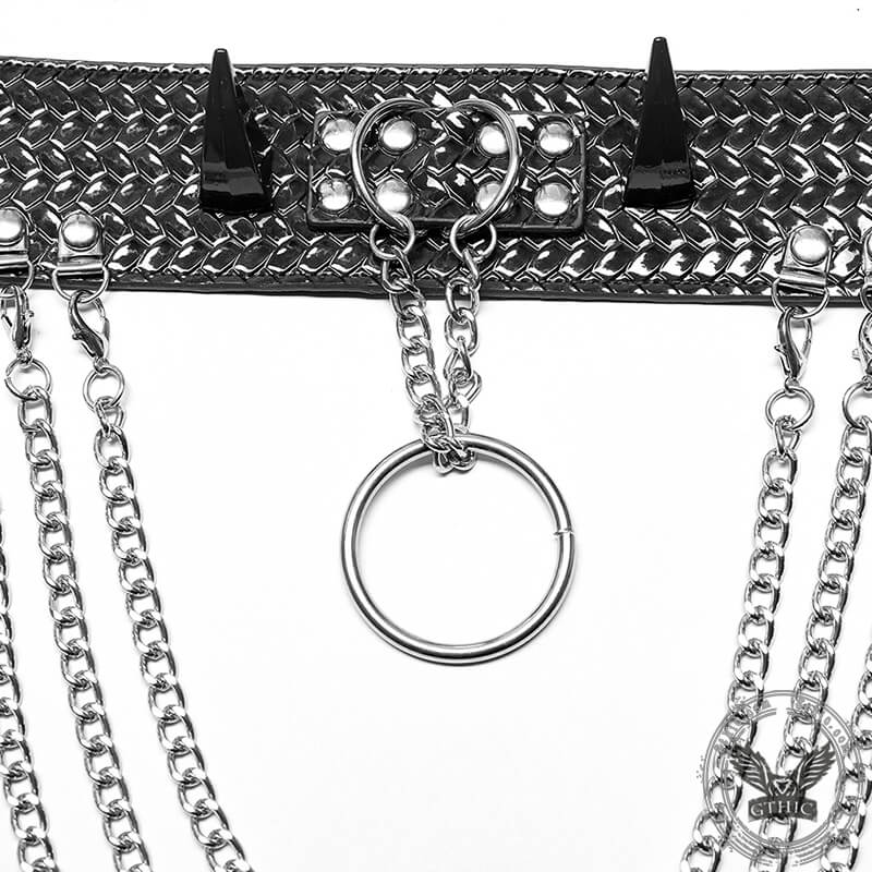 Snake Pattern Rivets Metal Chains Choker Necklace