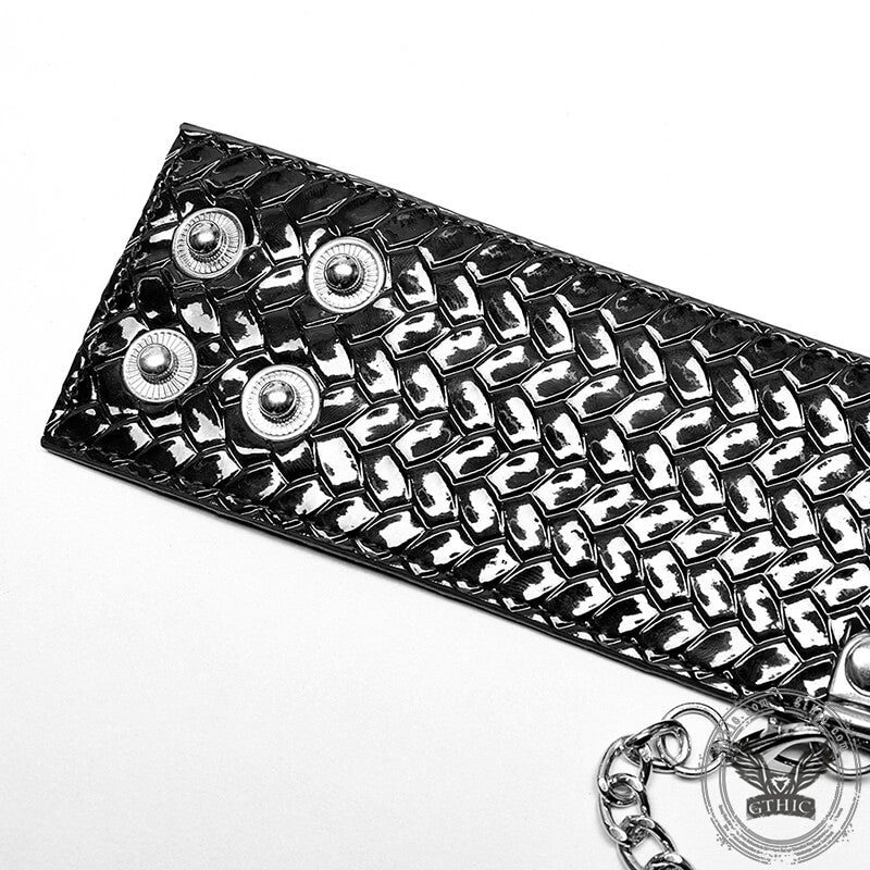 Snake Pattern Rivets Metal Chains Choker Necklace, Black / 42 cm