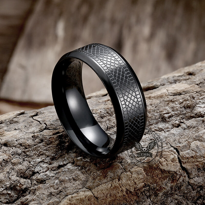 Snake Scale Pattern Stainless Steel Band Ring | Gthic.com