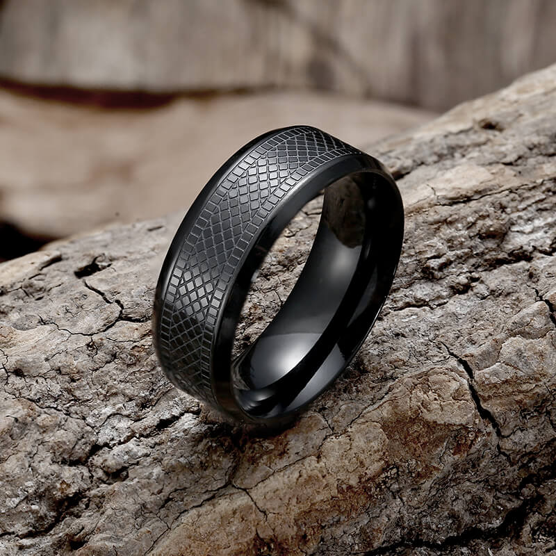 Snake Scale Pattern Stainless Steel Band Ring | Gthic.com