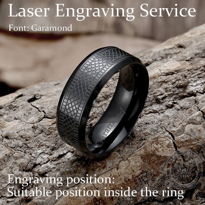 Snake Scale Pattern Stainless Steel Band Ring