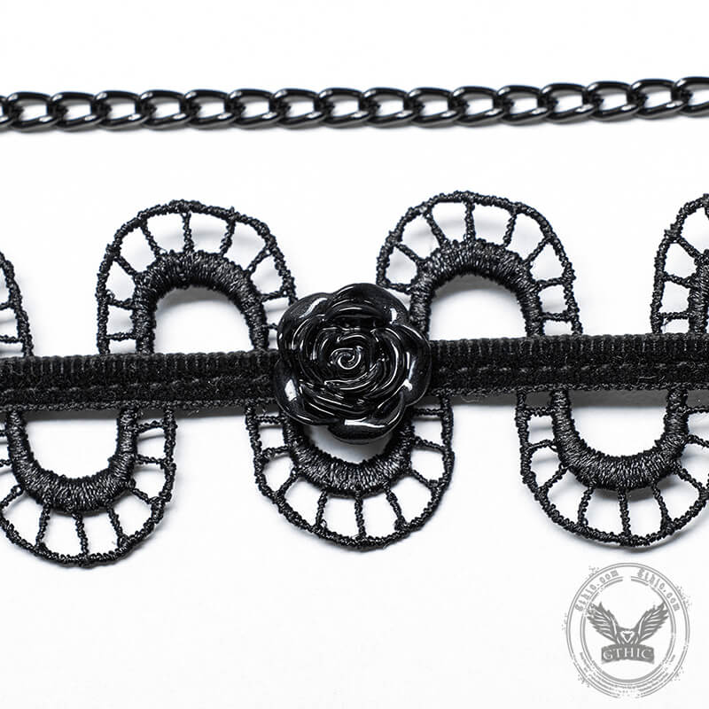 Snake Shaped Rose Lace Gothic Choker Necklace