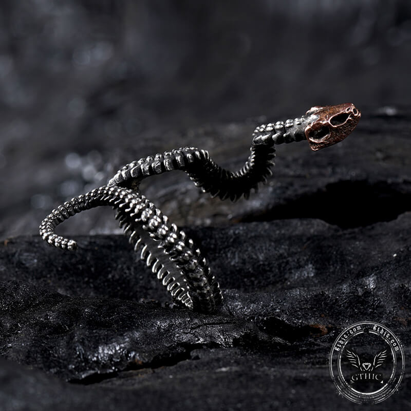 Snake Skeleton Sterling Silver Animal Ring | Gthic.com