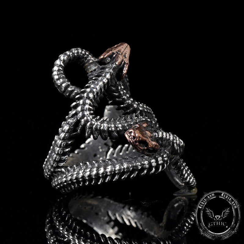 Snake Skeleton Sterling Silver Animal Ring | Gthic.com