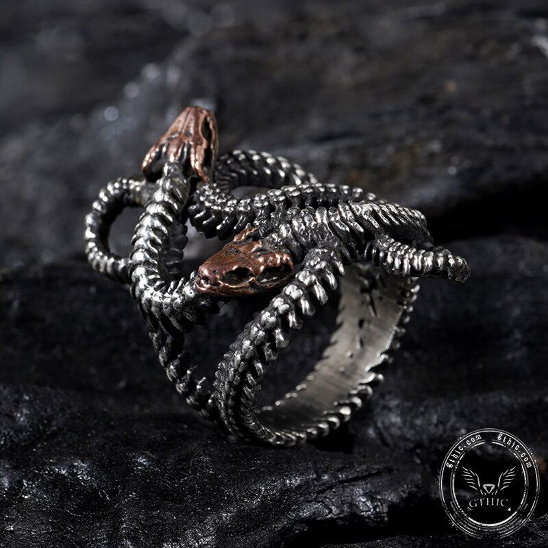 Snake Skeleton Sterling Silver Animal Ring | Gthic.com