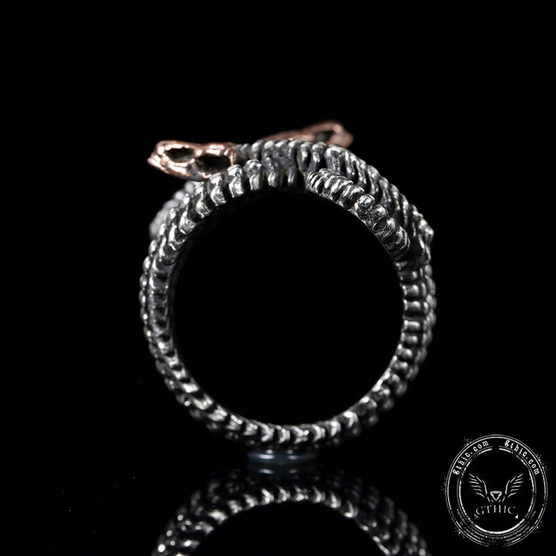 Anillo animal de plata de ley con esqueleto de serpiente