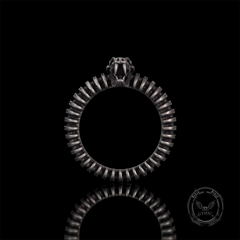 Snake Skeleton Sterling Silver Gothic Biker Ring