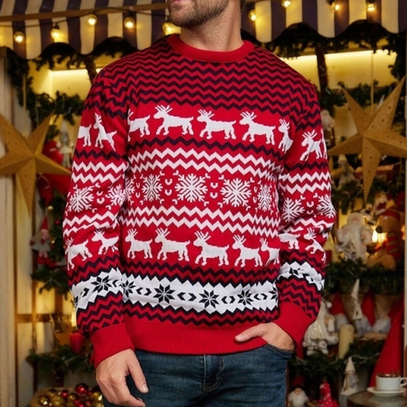 Snowflake Elk Christmas Parent-Child Pullover Sweater | Gthic.com