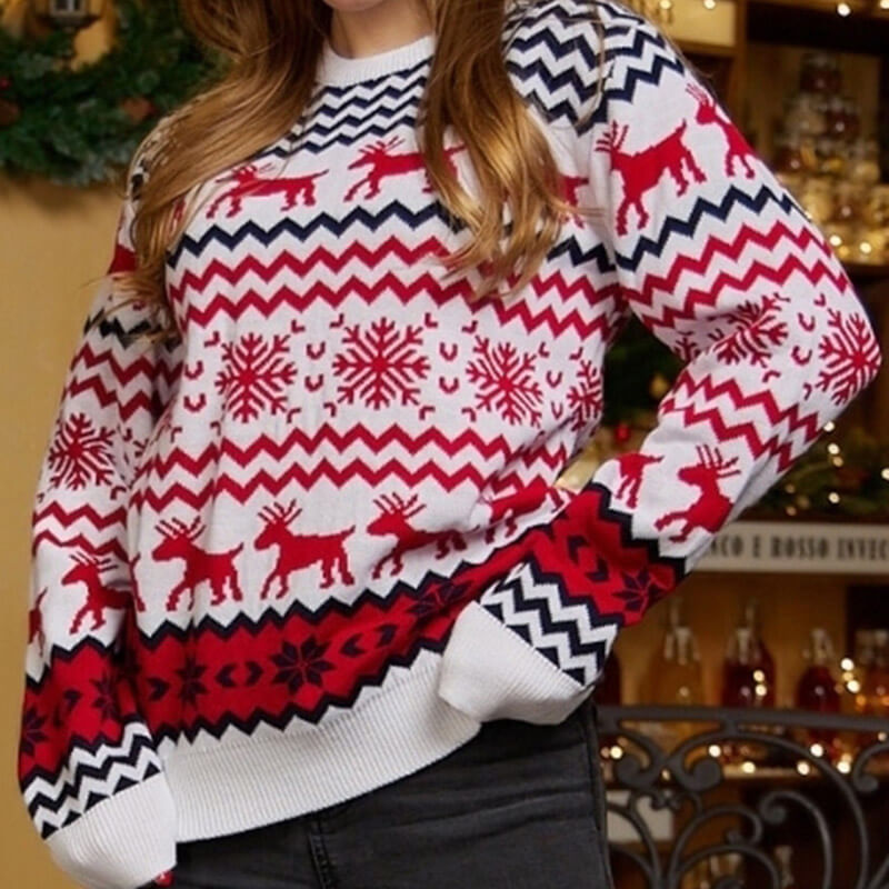 Snowflake Elk Christmas Parent-Child Pullover Sweater | Gthic.com